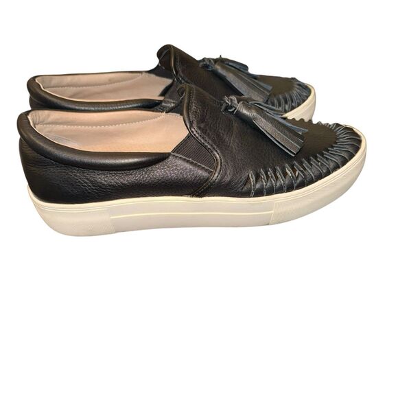 J/Slides Shoes Women Size 8 Aztec Black Platform Leather Slip-On Sneakers - Picture 3 of 6
